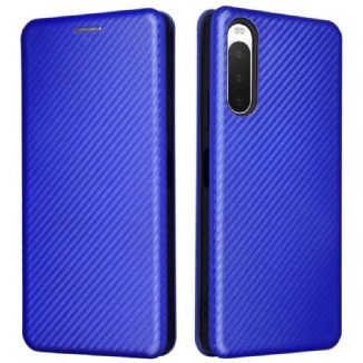 Capa De Celular Para Sony Xperia 10 IV Flip Textura De Fibra De Carbono