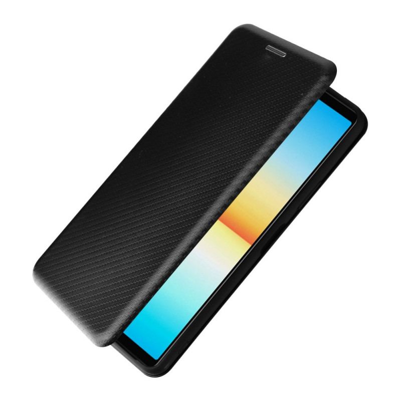 Capa De Celular Para Sony Xperia 10 IV Flip Textura De Fibra De Carbono