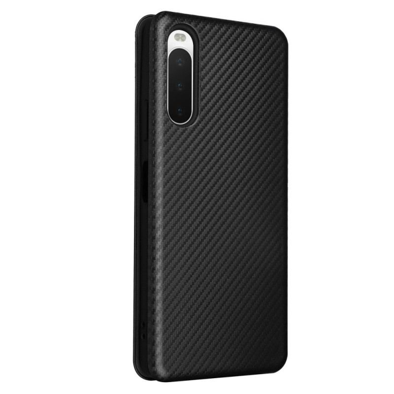 Capa De Celular Para Sony Xperia 10 IV Flip Textura De Fibra De Carbono