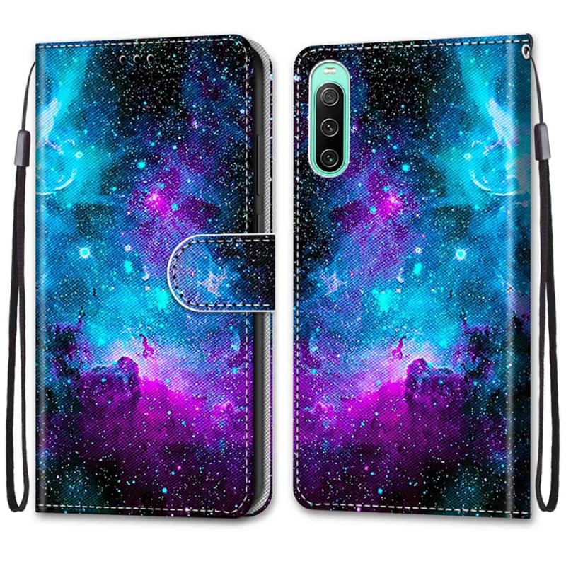 Capa De Couro Para Sony Xperia 10 IV Céu Cósmico