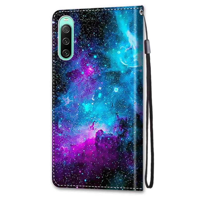 Capa De Couro Para Sony Xperia 10 IV Céu Cósmico