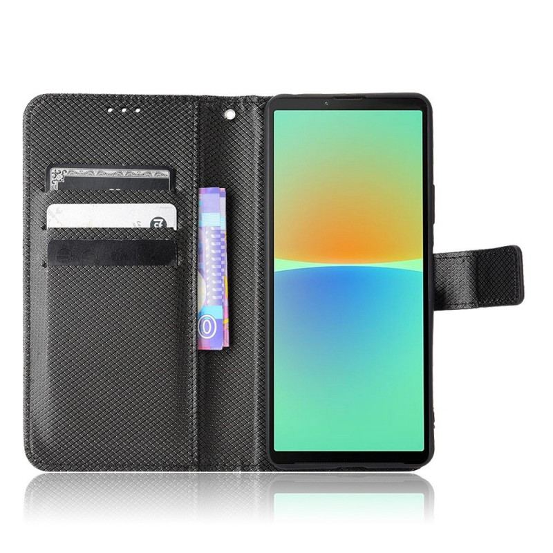 Capa De Couro Para Sony Xperia 10 IV De Cordão Couro Falso Estiloso Com Tiras