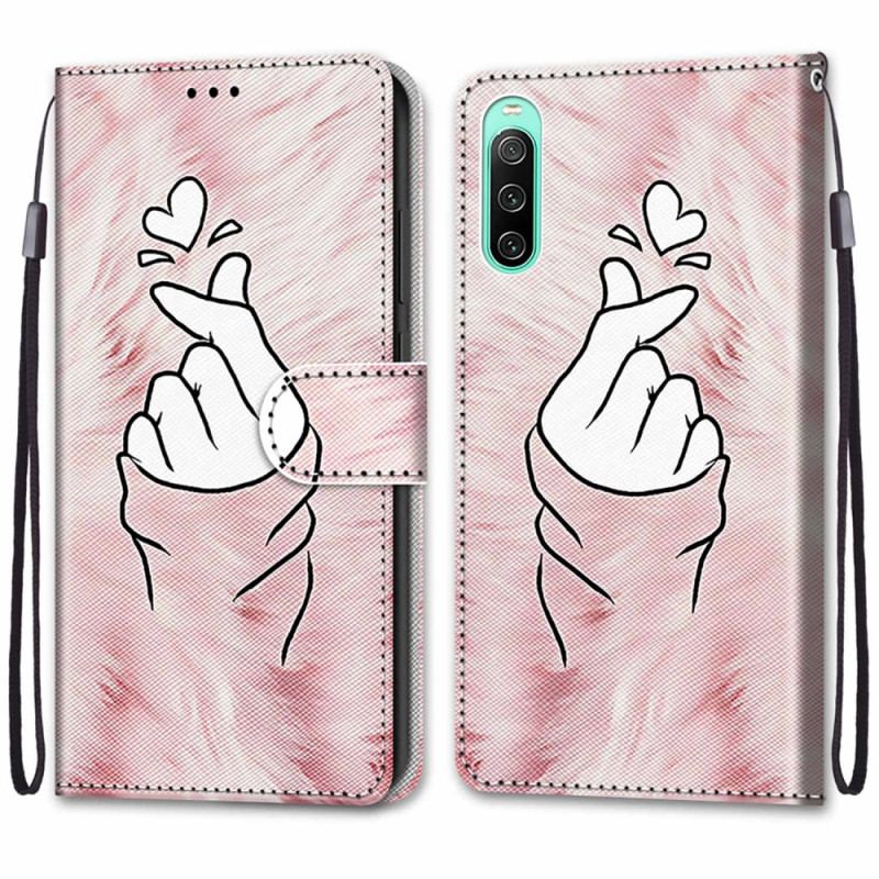 Capa De Couro Para Sony Xperia 10 IV Dedo Coração