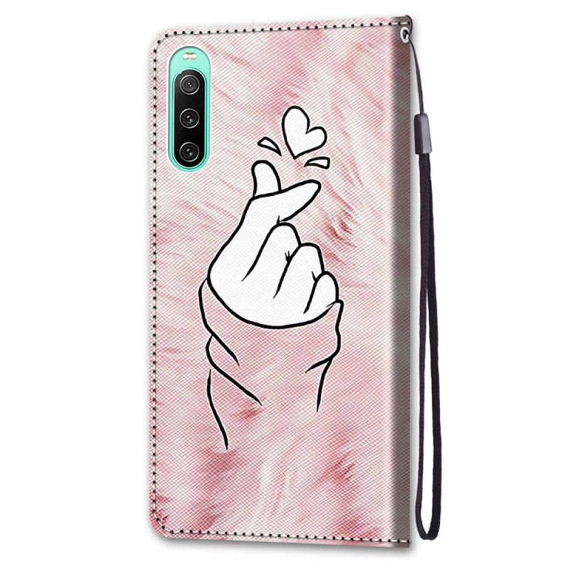 Capa De Couro Para Sony Xperia 10 IV Dedo Coração