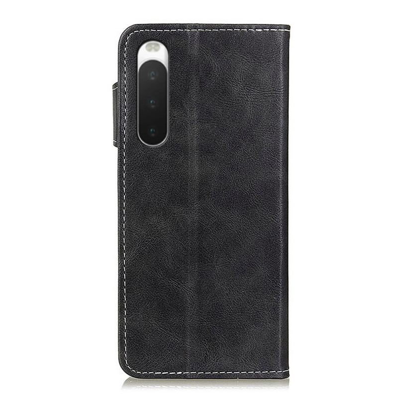 Capa De Couro Para Sony Xperia 10 IV Desenho De Costura