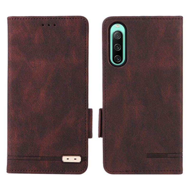 Capa De Couro Para Sony Xperia 10 IV Elegância Sutil