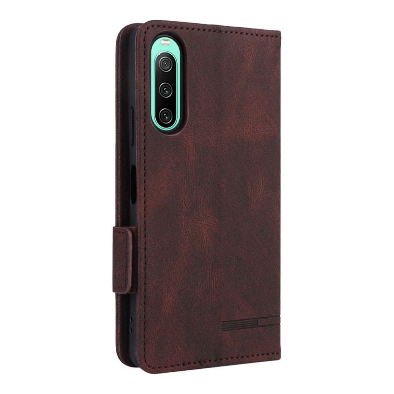 Capa De Couro Para Sony Xperia 10 IV Elegância Sutil