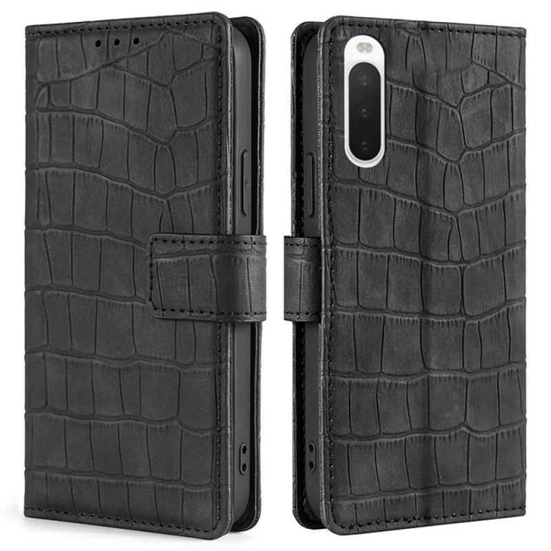 Capa De Couro Para Sony Xperia 10 IV Estilo De Pele De Crocodilo