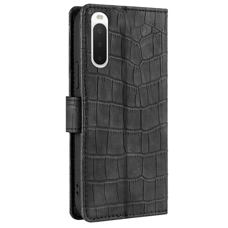 Capa De Couro Para Sony Xperia 10 IV Estilo De Pele De Crocodilo