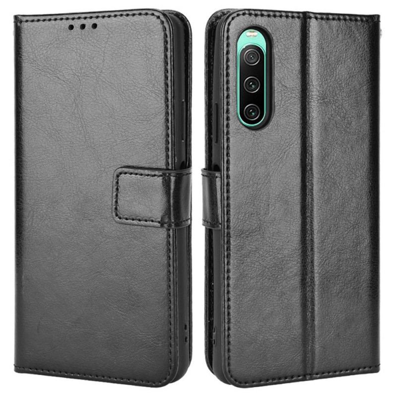 Capa Em Pele Para Sony Xperia 10 IV Couro Falso Chamativo