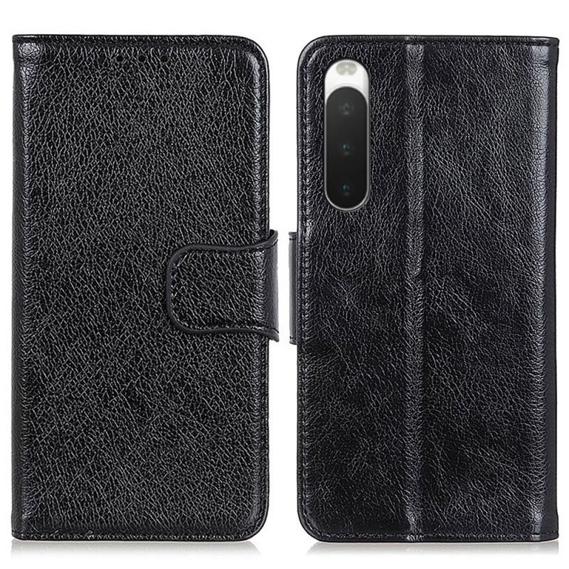 Capa Em Pele Para Sony Xperia 10 IV Couro Napa Rachado