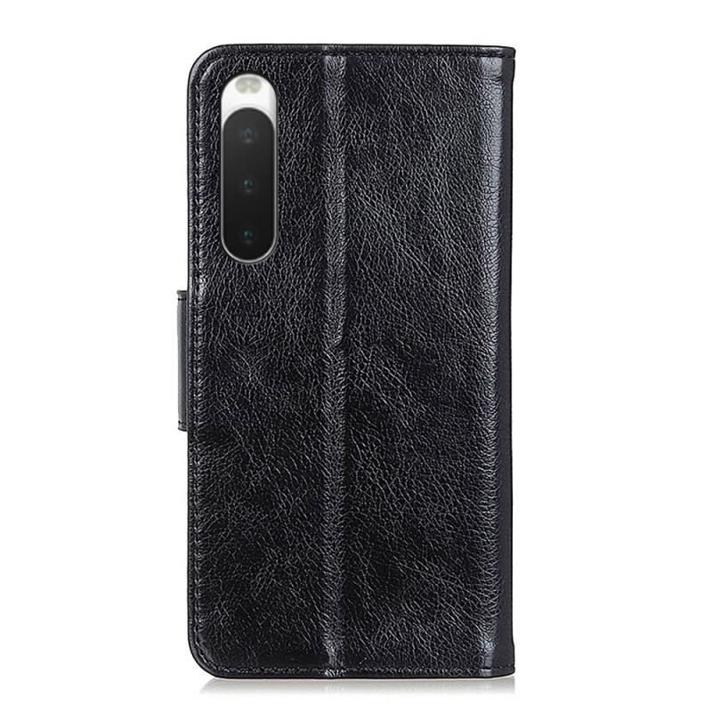 Capa Em Pele Para Sony Xperia 10 IV Couro Napa Rachado