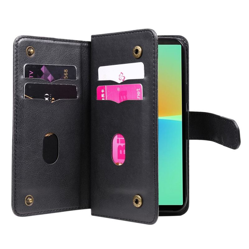 Capa Em Pele Para Sony Xperia 10 IV 10 Titulares De Cartão