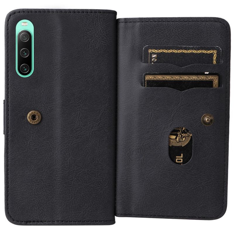 Capa Em Pele Para Sony Xperia 10 IV 10 Titulares De Cartão