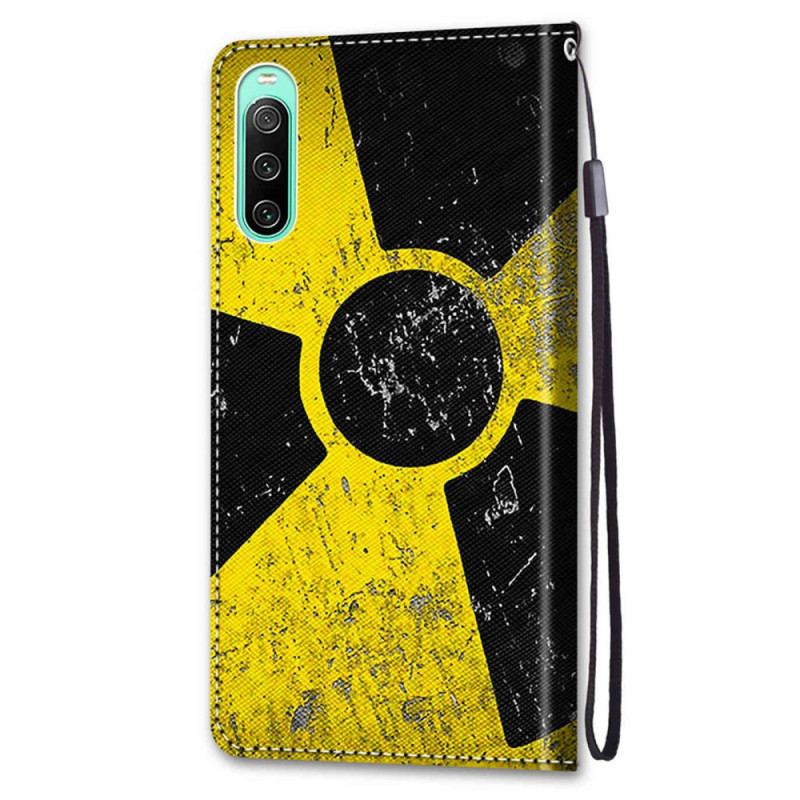 Capa Flip Para Sony Xperia 10 IV Amarelo E Preto