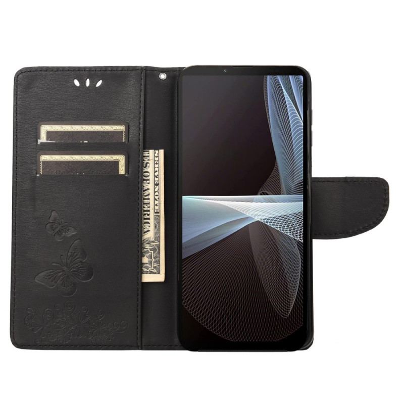 Capa Flip Para Sony Xperia 10 IV Borboletas Em Vôo