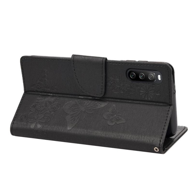 Capa Flip Para Sony Xperia 10 IV Borboletas Em Vôo