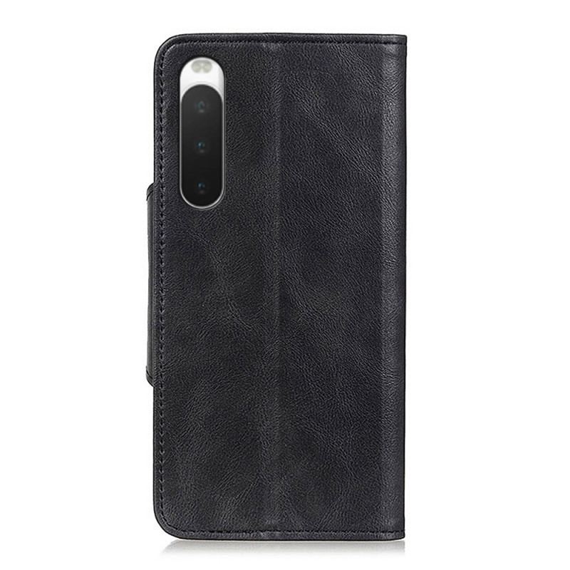 Capa Flip Para Sony Xperia 10 IV Botão De Couro Falso