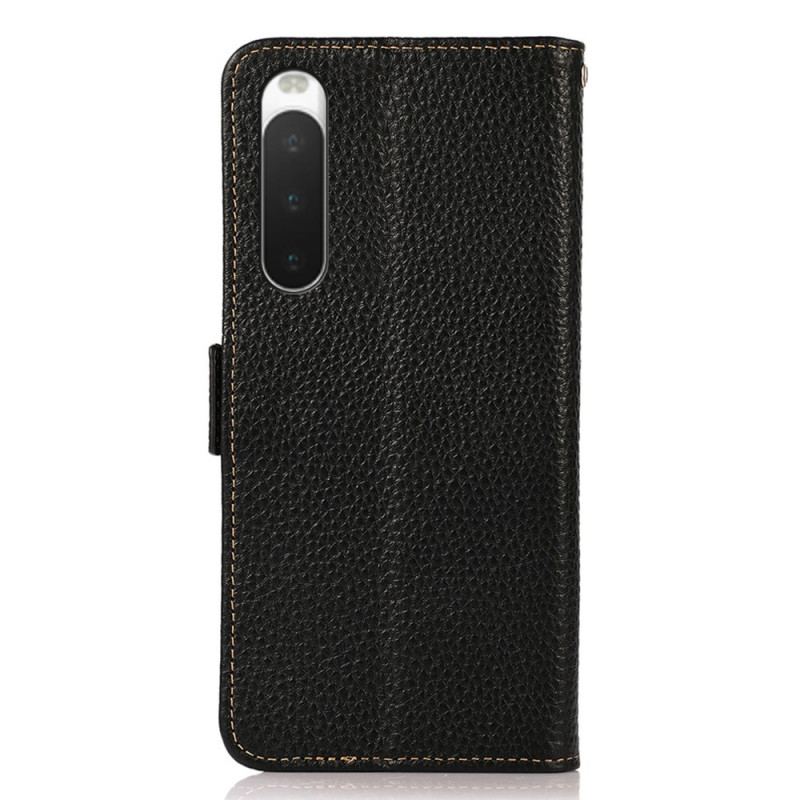 Capa Flip Para Sony Xperia 10 IV Couro De Lichia Khazneh Rfid