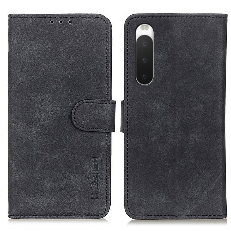 Capa Flip Para Sony Xperia 10 IV Efeito Couro Vintage Khazneh