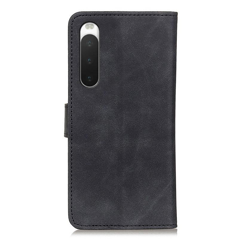 Capa Flip Para Sony Xperia 10 IV Efeito Couro Vintage Khazneh