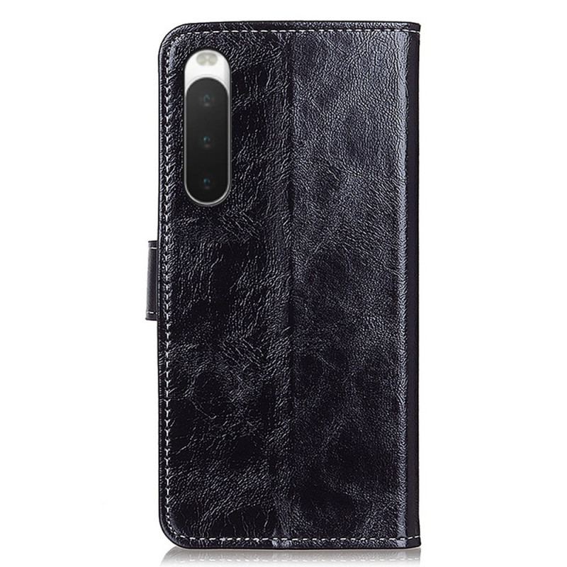 Capa Flip Para Sony Xperia 10 IV Envernizado Com Costuras