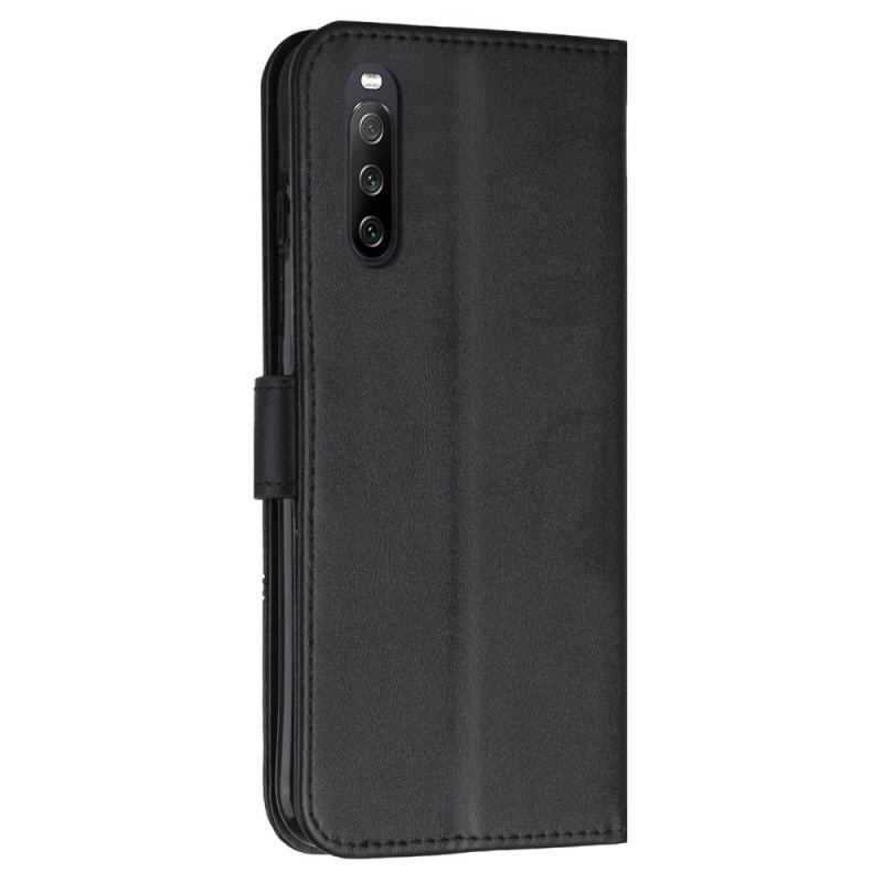 Capa Flip Para Sony Xperia 10 IV Estilo Geométrico De Couro Com Alça