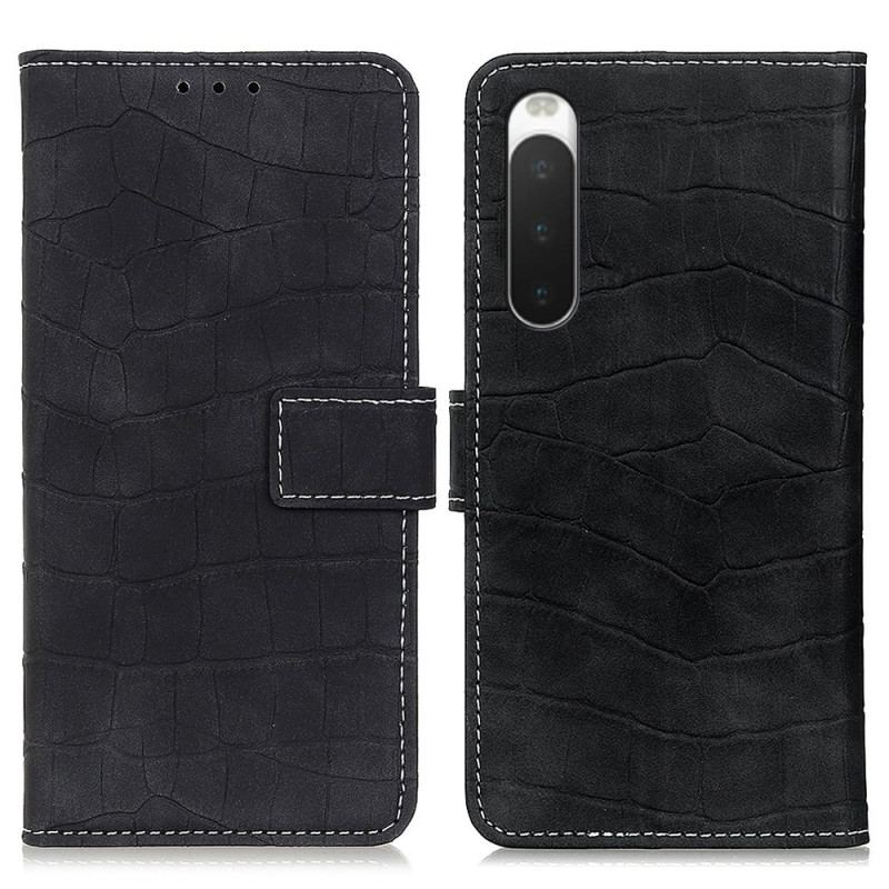 Capa Flip Para Sony Xperia 10 IV Estilo De Pele De Crocodilo