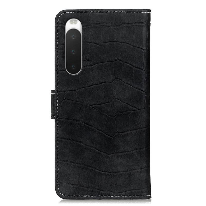 Capa Flip Para Sony Xperia 10 IV Estilo De Pele De Crocodilo