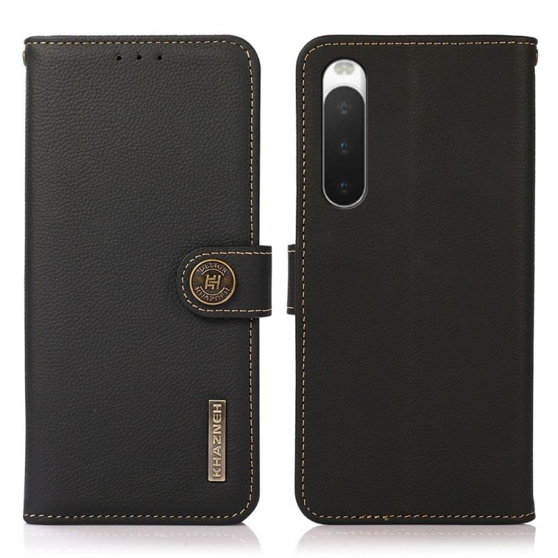 Capa Flip Para Sony Xperia 10 IV Khazneh Rfid Couro Genuíno