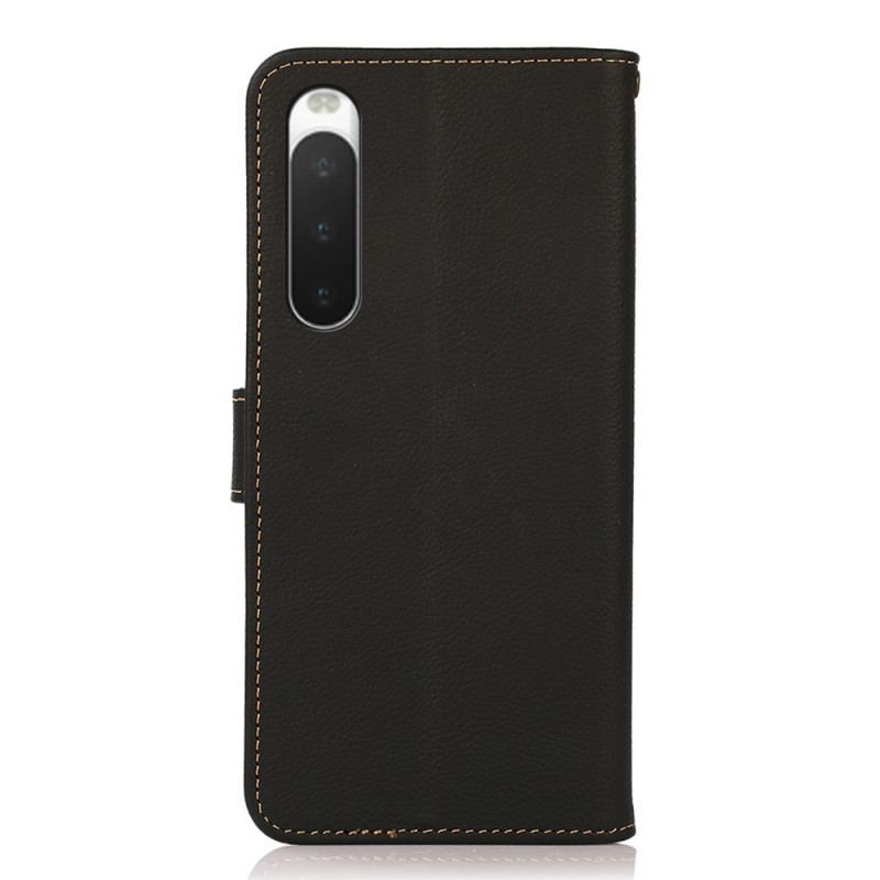 Capa Flip Para Sony Xperia 10 IV Khazneh Rfid Couro Genuíno