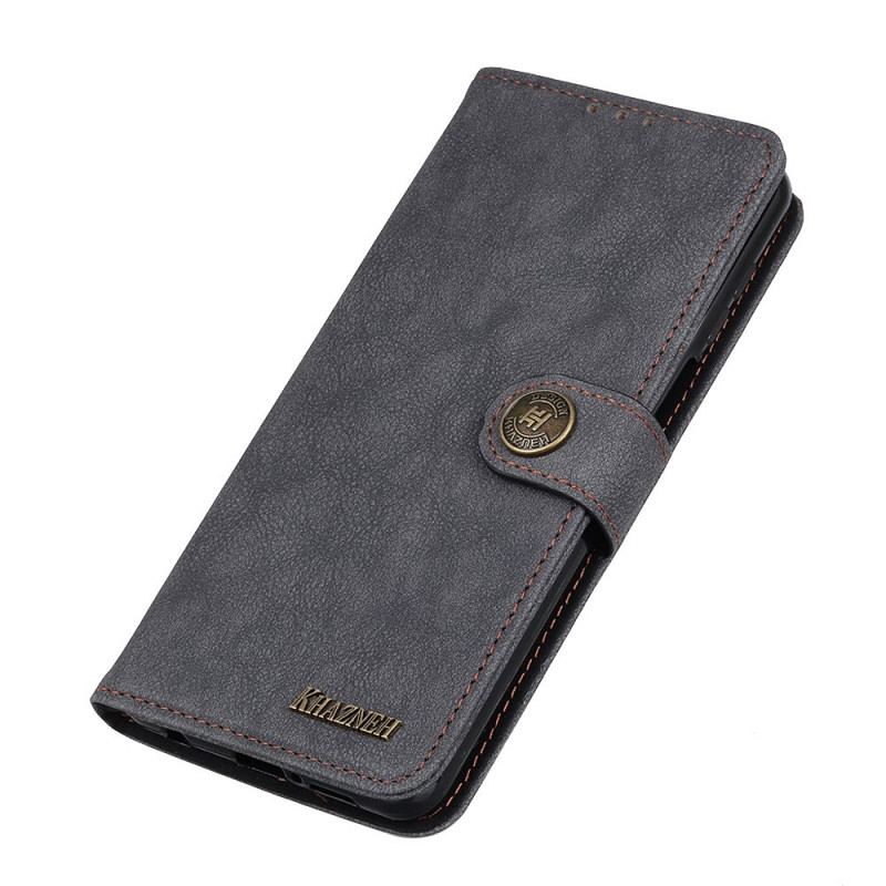 Capa Folio Para Sony Xperia 10 IV Couro Rachado Vintage Khazneh