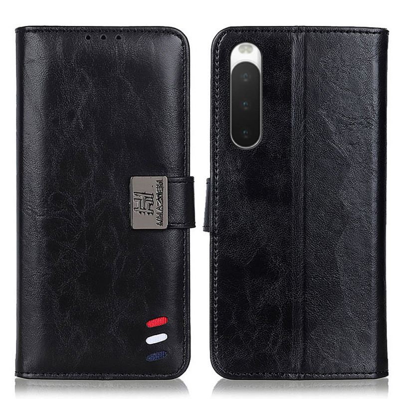 Capa Folio Para Sony Xperia 10 IV Fecho Prata Tricolor