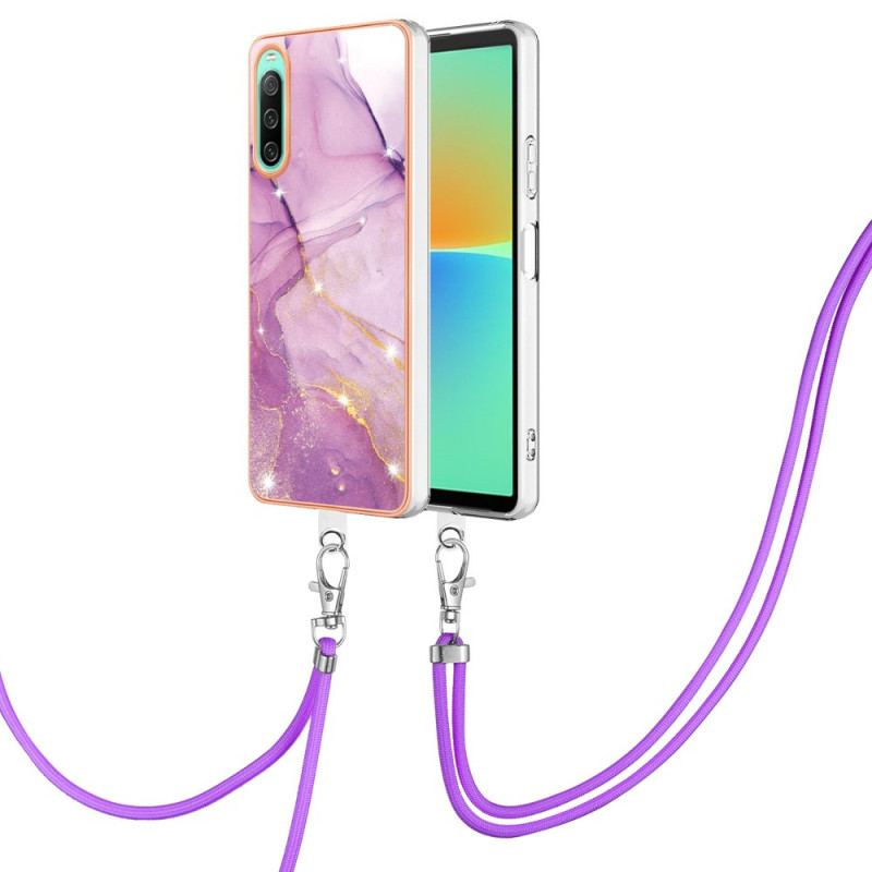 Capa Para Sony Xperia 10 IV De celular Com Cordão De Mármore