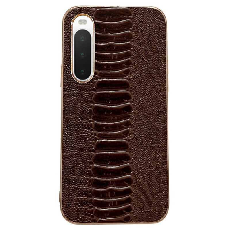 Capa Para Sony Xperia 10 IV Couro Genuíno Estilo Crocodilo