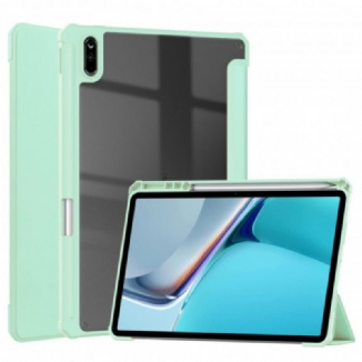 Capa De Celular Para Huawei MatePad 11 (2021) Couro Falso E Costas Transparentes