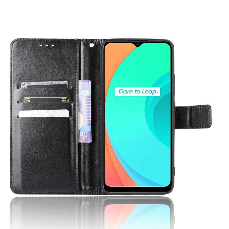 Capa Em Pele Para Realme C11 Couro Falso Chamativo