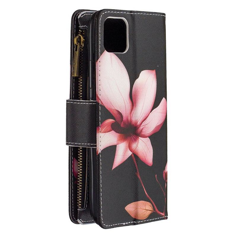 Capa Flip Para Realme C11 Bolso Com Zíper Flor