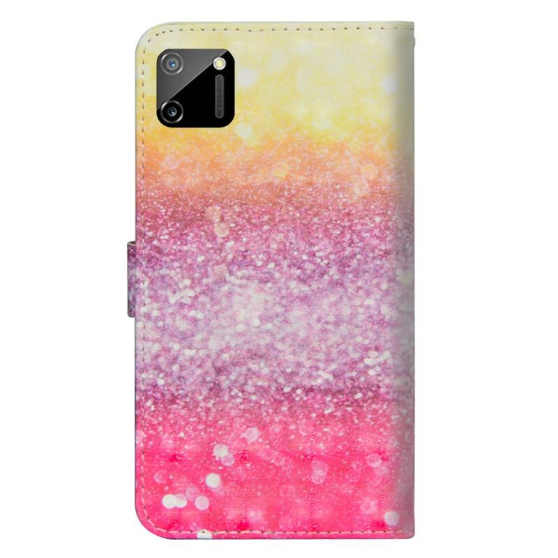 Capa Folio Para Realme C11 Gradiente Glitter Magenta