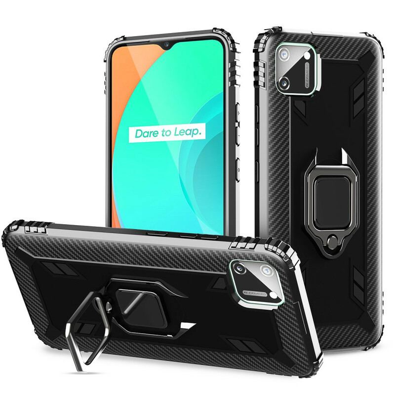 Capa Para Realme C11 Anel E Fibra De Carbono