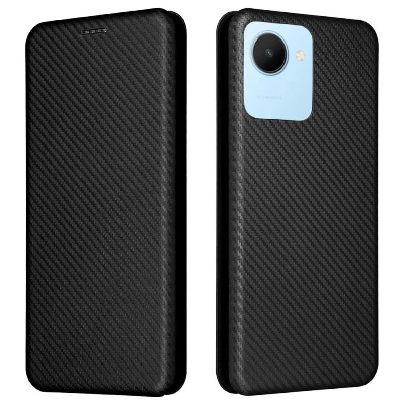 Capa De Celular Para Realme C30 Flip Suporte De Anel De Fibra De Carbono