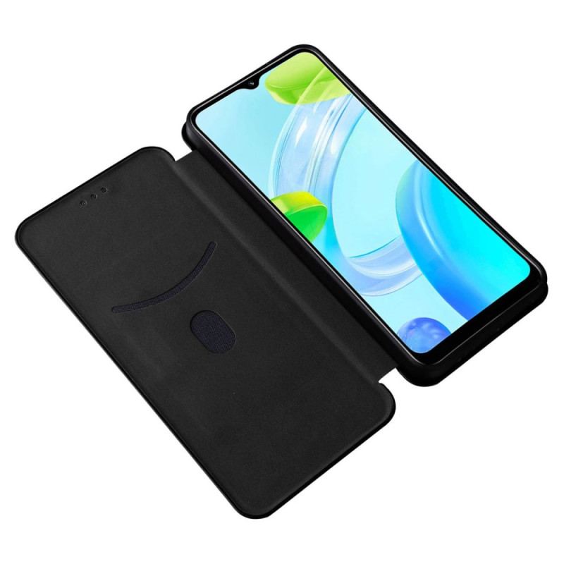 Capa De Celular Para Realme C30 Flip Suporte De Anel De Fibra De Carbono