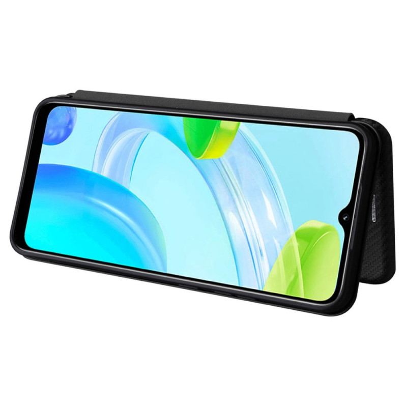 Capa De Celular Para Realme C30 Flip Suporte De Anel De Fibra De Carbono