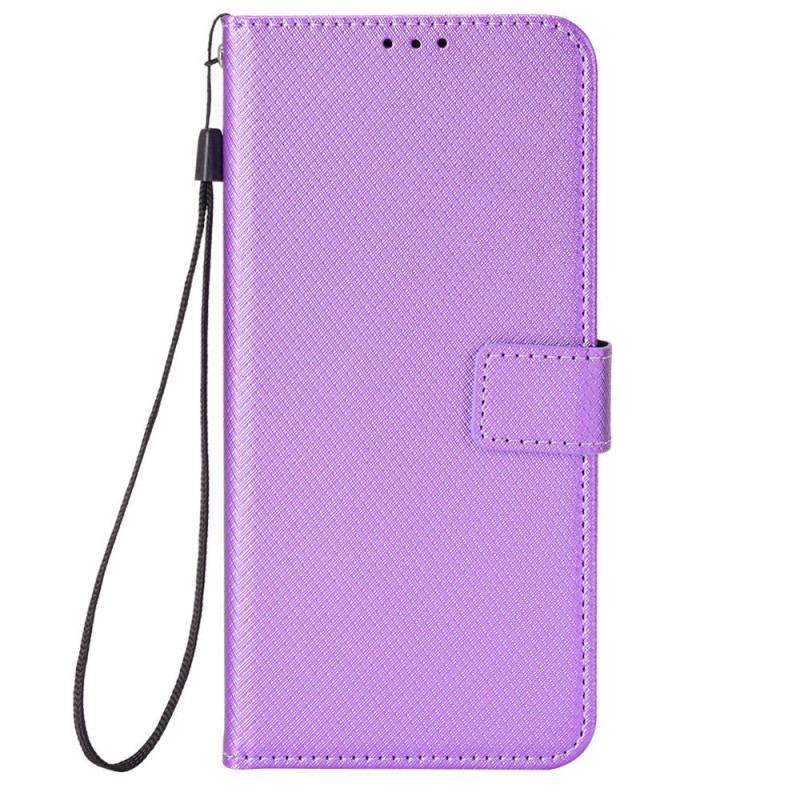 Capa Flip Para Realme C30 De Cordão Strappy Textura Diamante