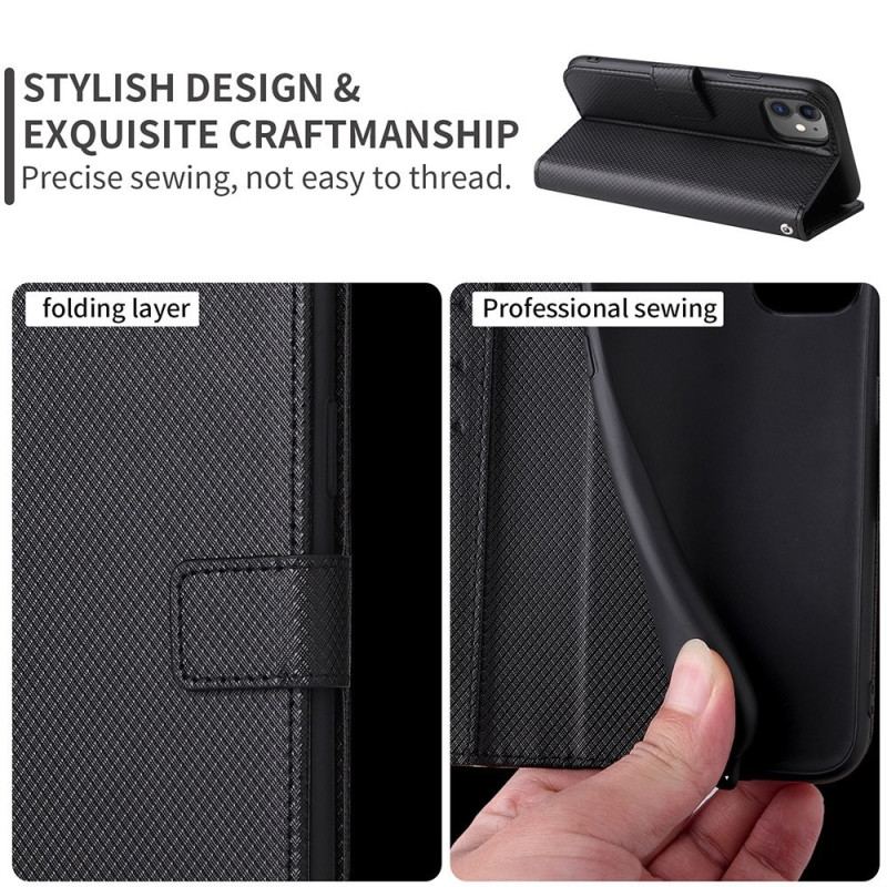 Capa Flip Para Realme C30 De Cordão Strappy Textura Diamante