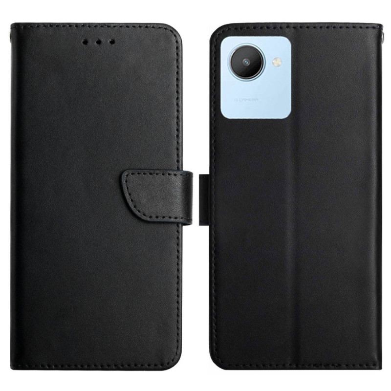 Capa Flip Para Realme C30 Couro Napa Genuíno