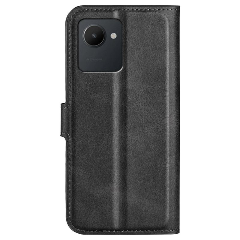 Capa Folio Para Realme C30 Couro Sintético Texturizado Com Fecho Quadrado