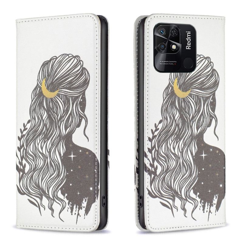 Capa De Celular Para Xiaomi Redmi 10C Flip Cabelo Bonito