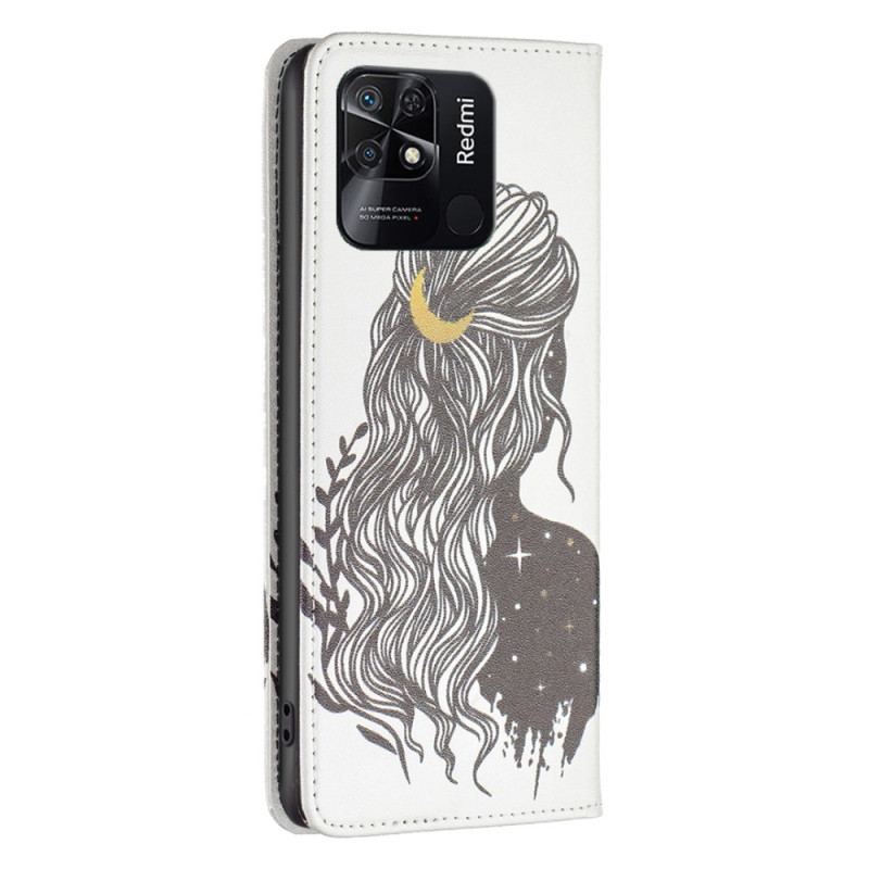 Capa De Celular Para Xiaomi Redmi 10C Flip Cabelo Bonito