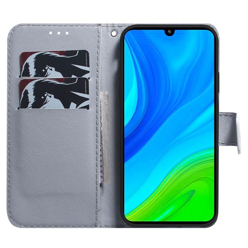 Capa De Couro Para Xiaomi Redmi 10C Aquarela Lobo